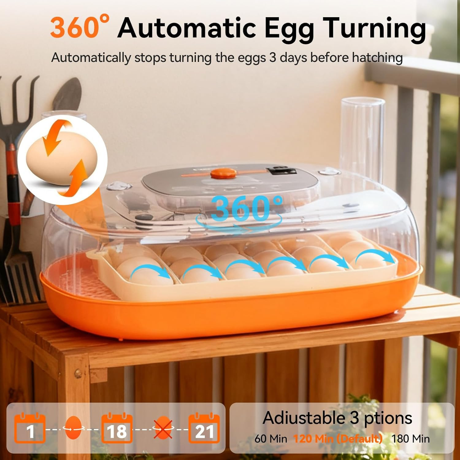 Incubators for Hatching Eggs, 24 Egg Incubator, Automatic Egg Turner with Humidi