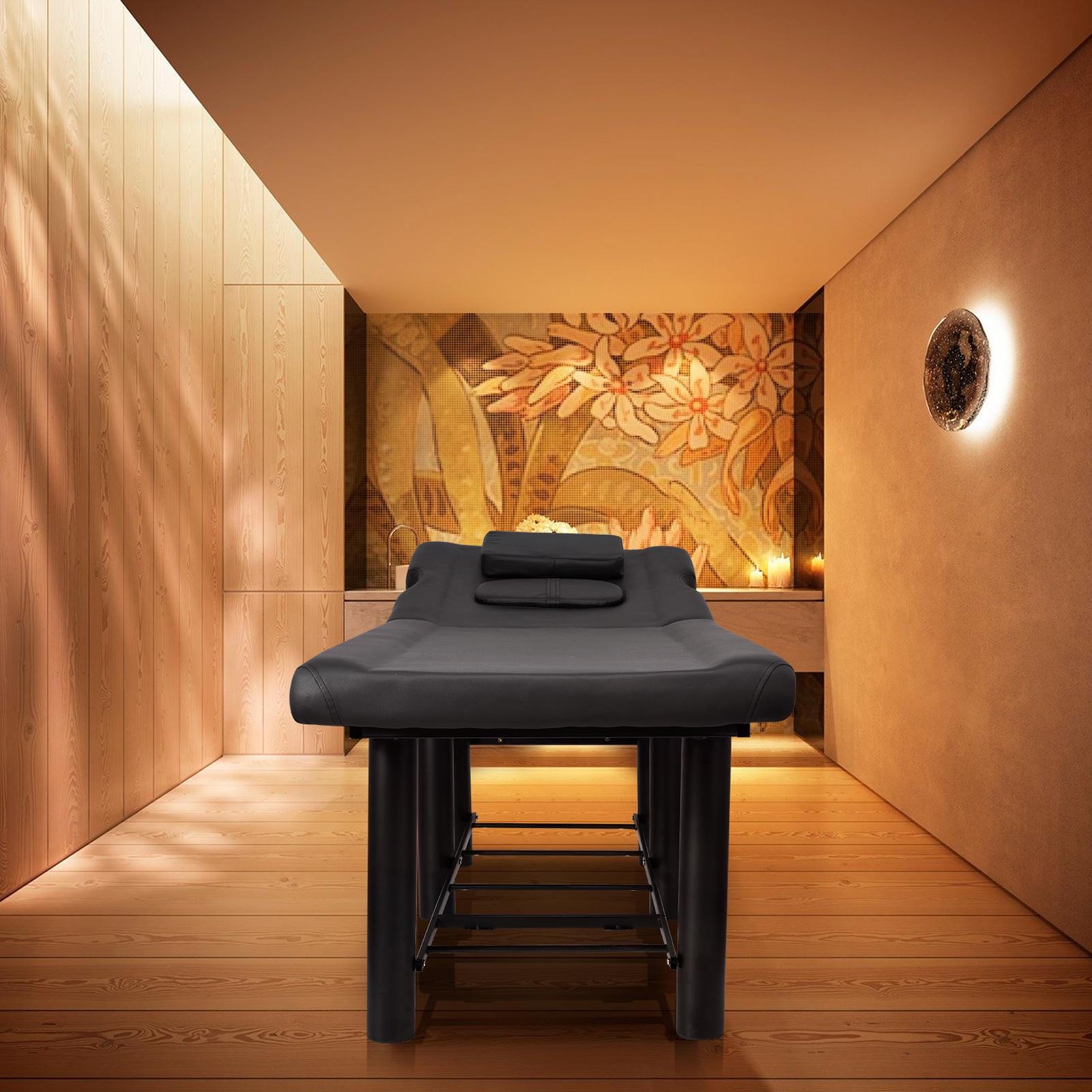 Black Multifunction Massage Table Split Legs Facial Bed Salon Tattoo Chair