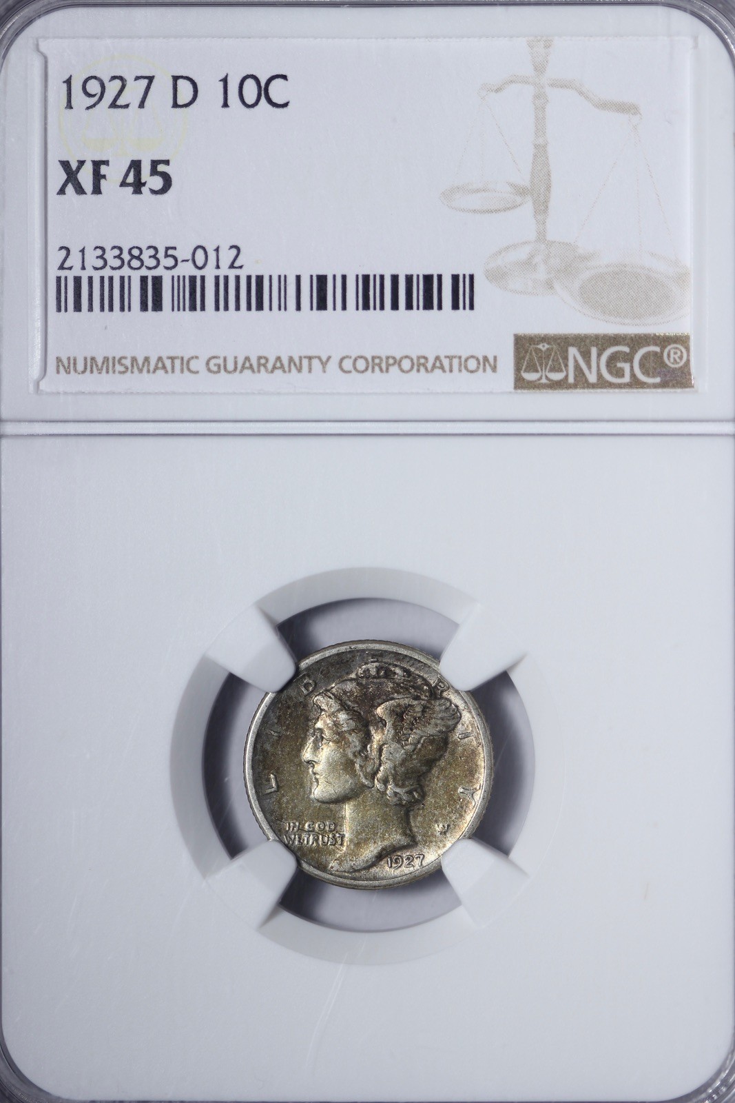 1927-D Mercury Dime NGC XF45 Tougher Date! QYCCV
