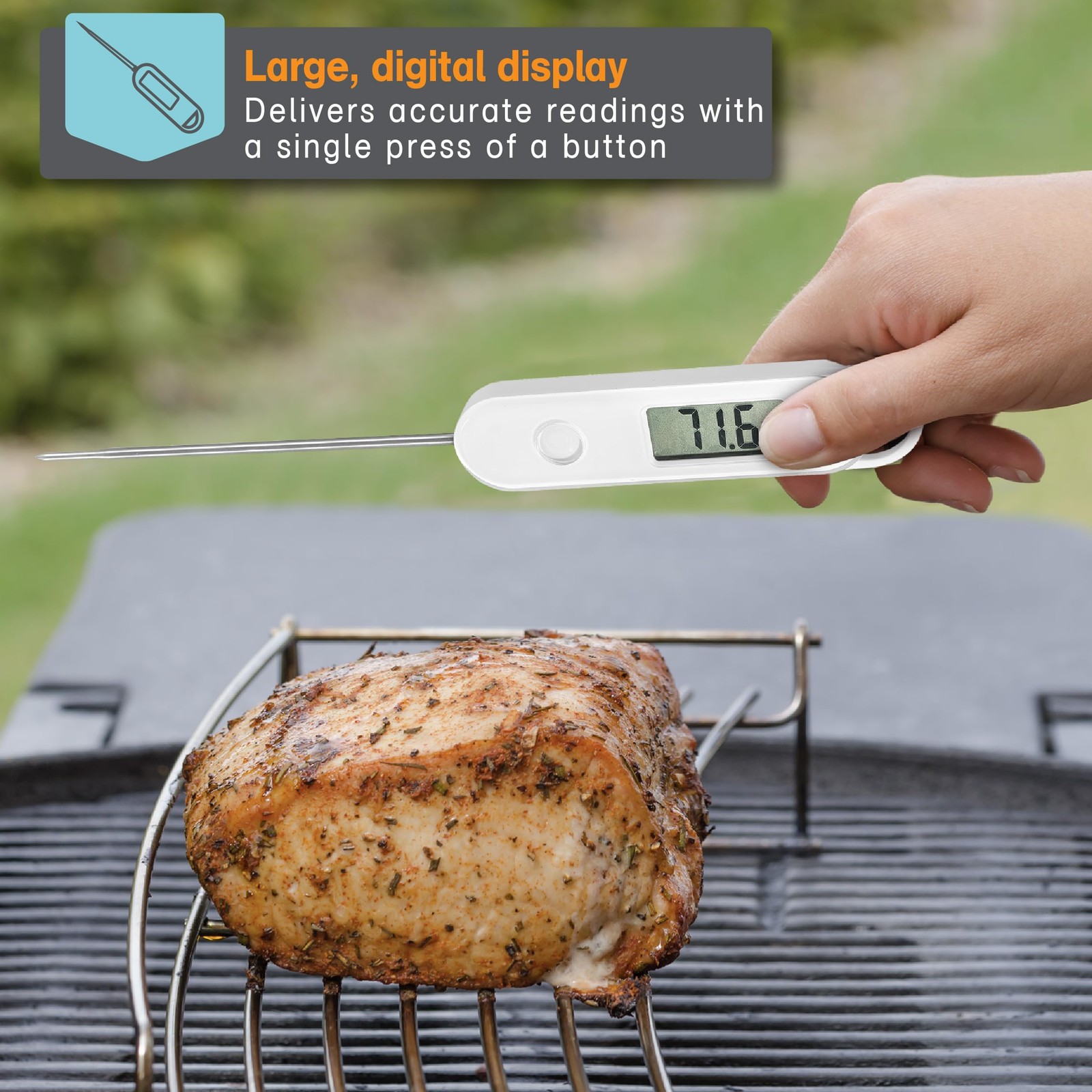 Polder Stable-Read Instant Read Thermometer, Digital Thermometer for Cooking,...