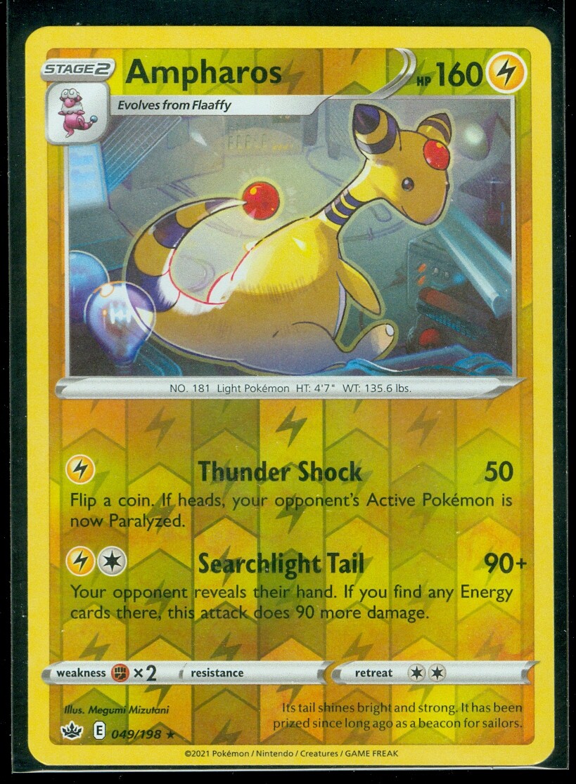 Pokemon AMPHAROS 049/198 Chilling Reign - RARE Rev Holo - - MINT