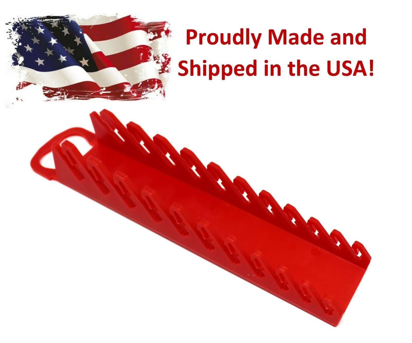 Red Plastic Portable 11-Tool Wrench Gripper Organizer Tray Holder