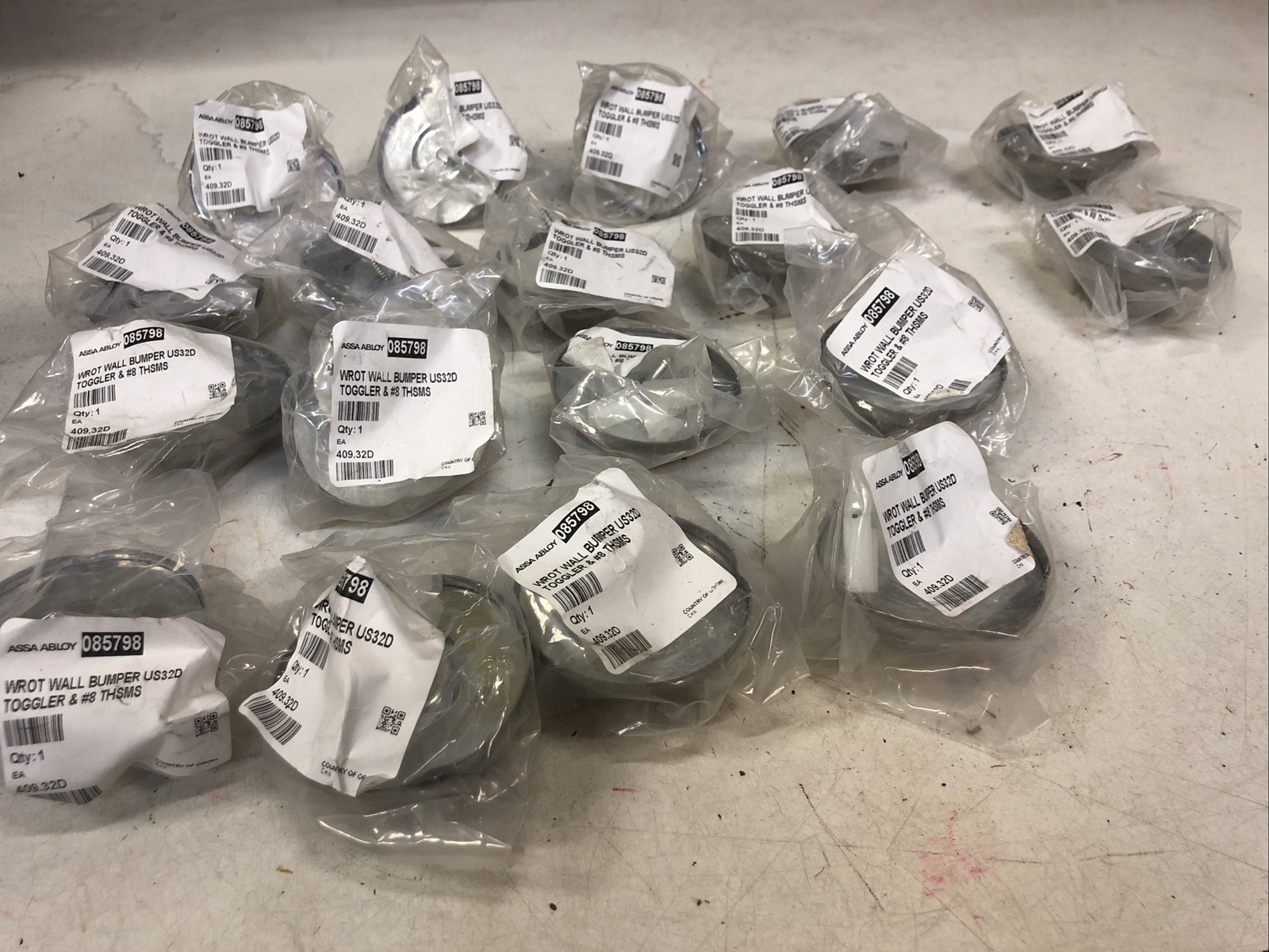 Lot Of 18 New Assa Abloy Wrot Wall Bumper US32D Toggler and # 8 THSMS 085798