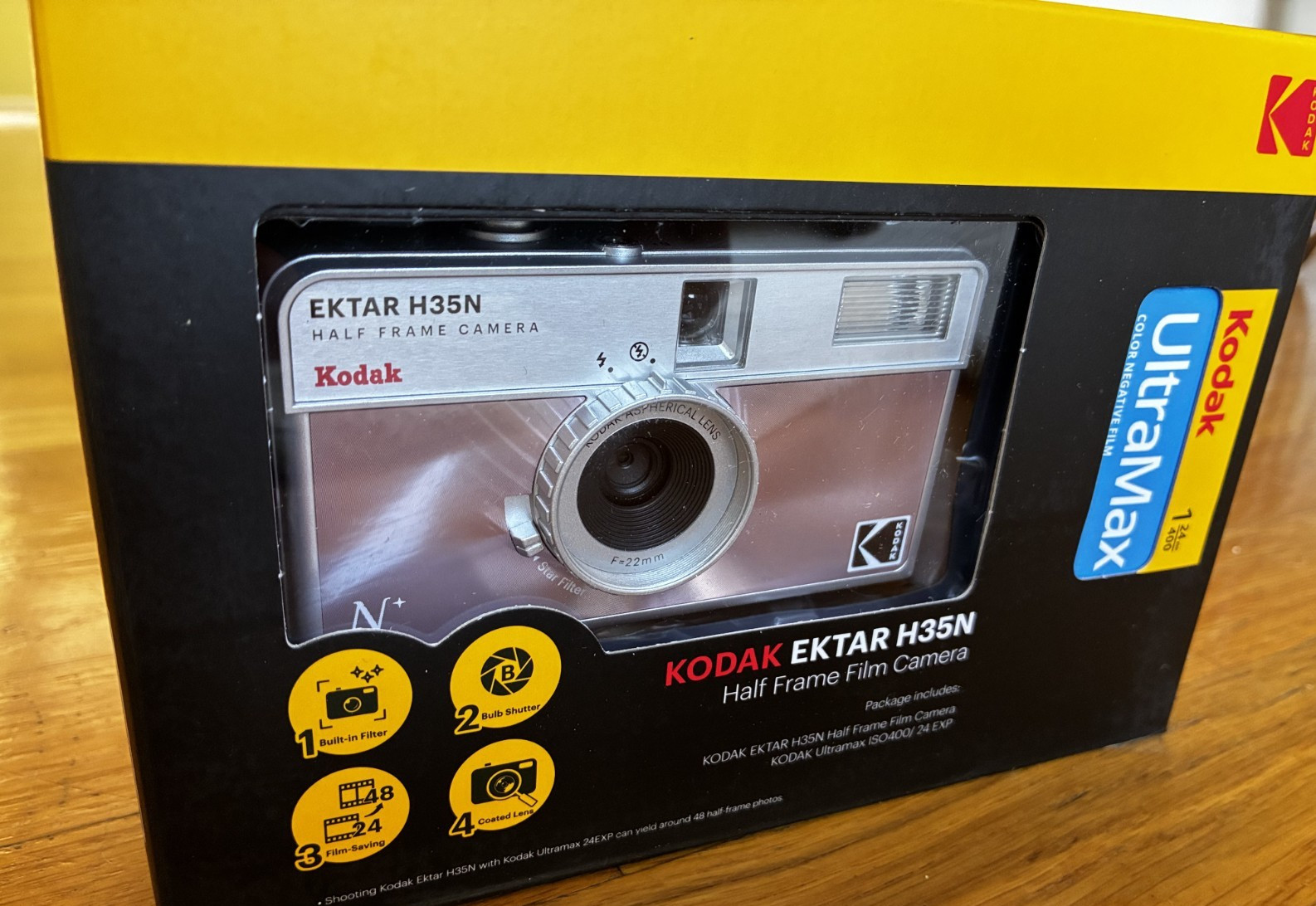 NEW Kodak Ektar H35N 35mm Half Frame Film Camera Glazed Pink with ULTRAMAX film