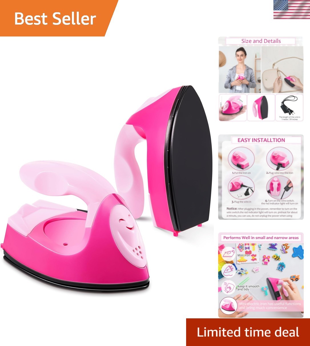Mini Craft Iron Mini Heat Press Small Iron 3.93 x 2.36 x 2.76 in Portable Han...