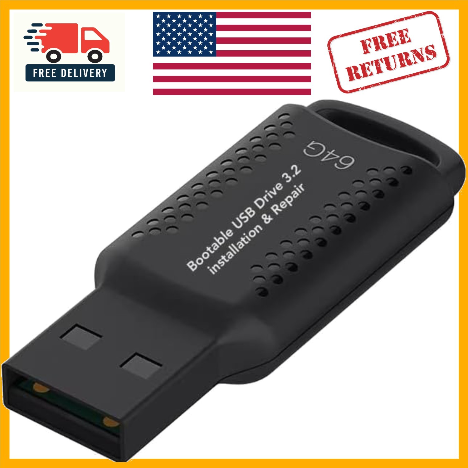 64GB USB 3.2 Bootable Drive - Comprehensive Windows Solution with Video Tutorial