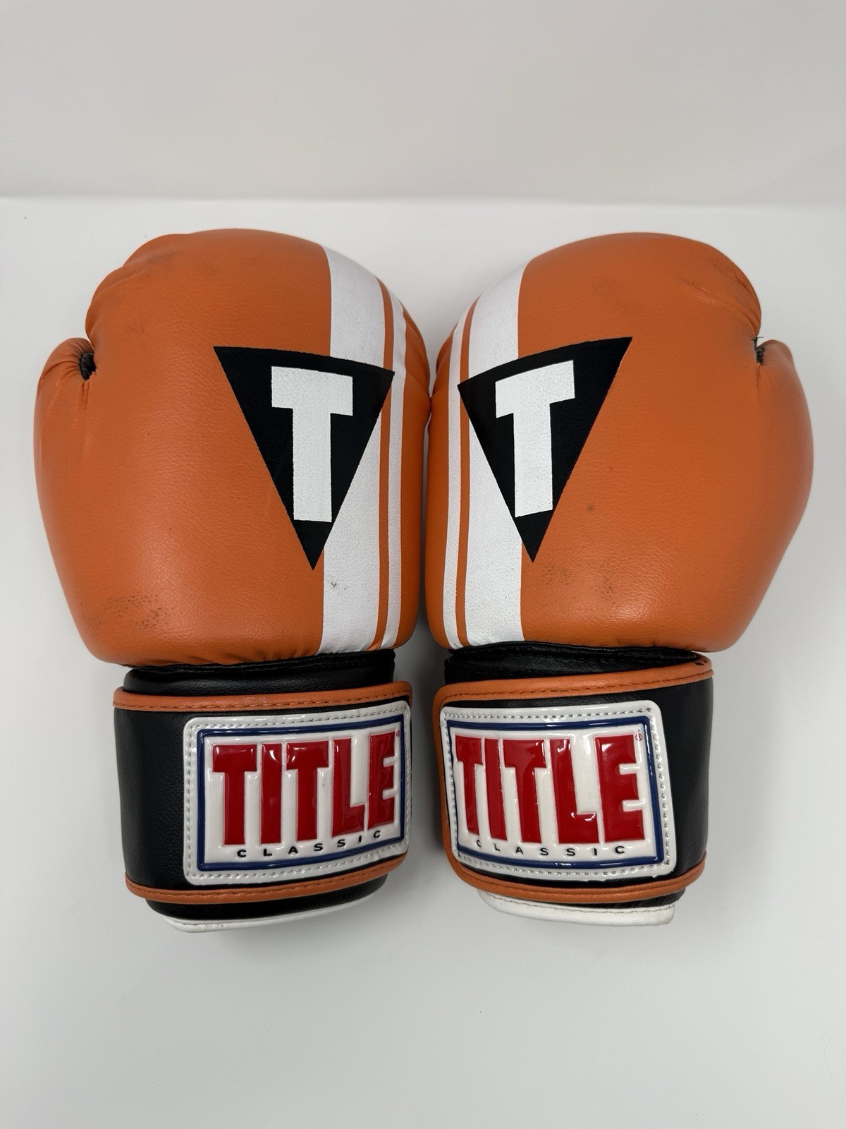Title Classic Leather Elastic Training Boxing Gloves Orange