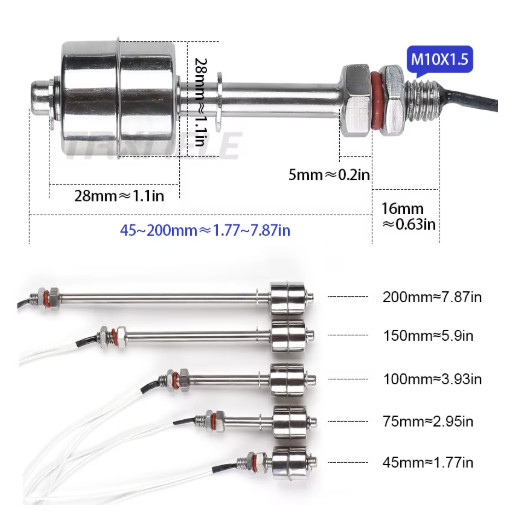 304 Stainless Steel Float Switch Water Level Sensor High Temp