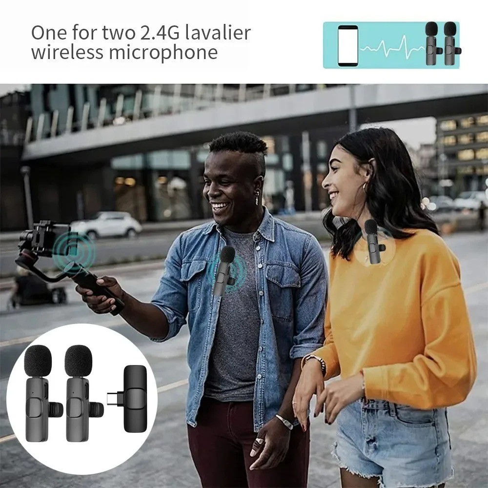 Wireless Microphone Mini Mic for iPhone/Android Phone, LED Display Lavalier Micr