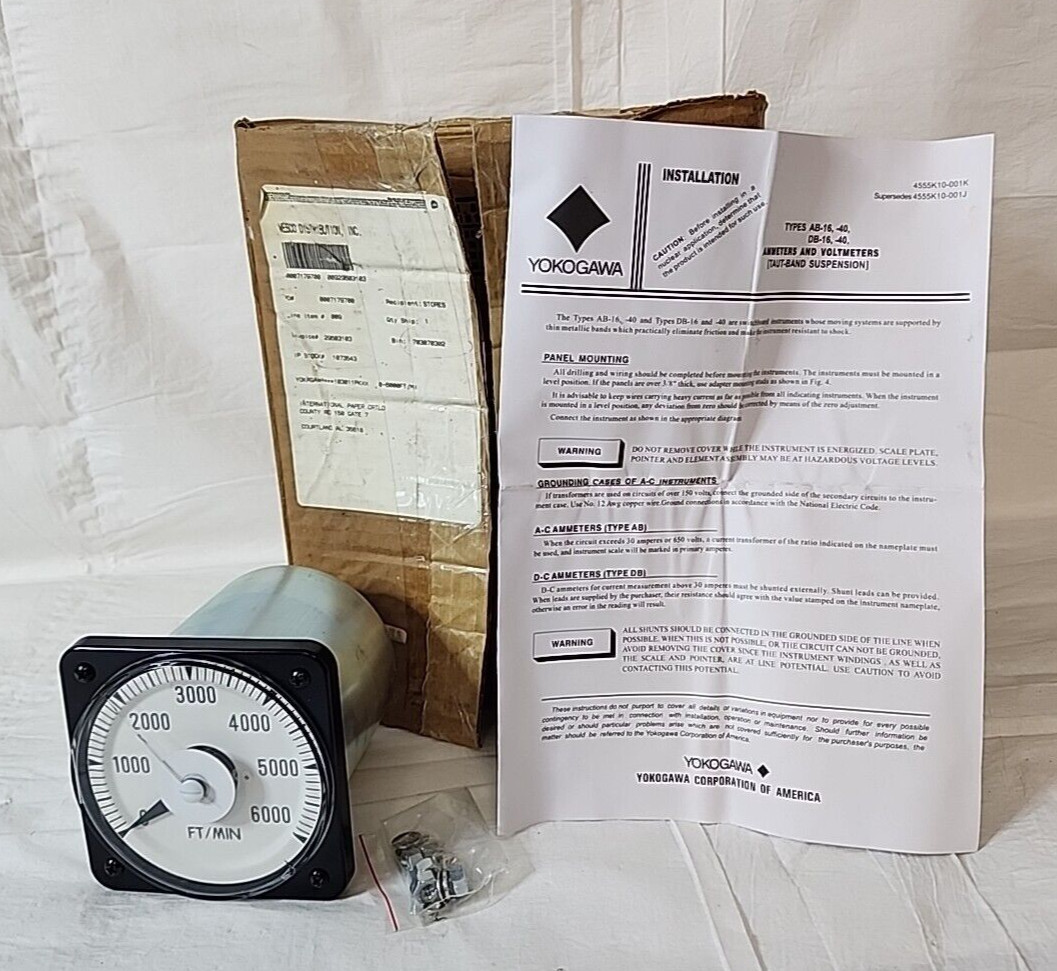 Yokogawa DB40 Voltmeter 0-6000 FT/MIN 0-100 VDC Transducer Indicator 103011PKXX