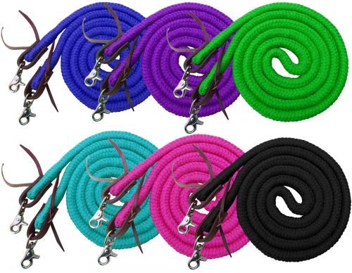 BARREL REINS 8 ft Showman Braided SOFT COTTON with Scissor Snap Ends
