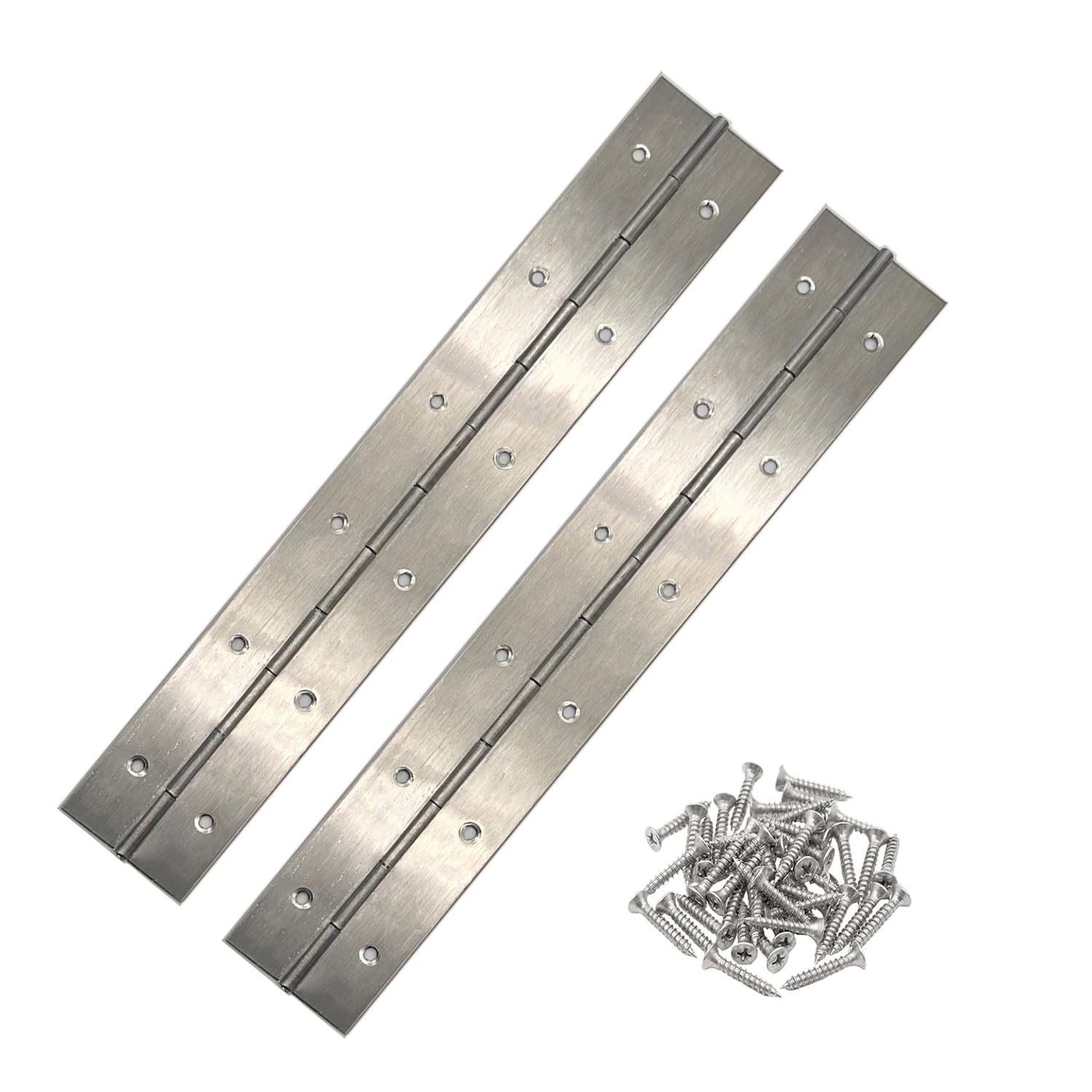 2 Pack 12x2 Inch Heavy Duty Silver Stainless Steel Piano Hinge Continuous