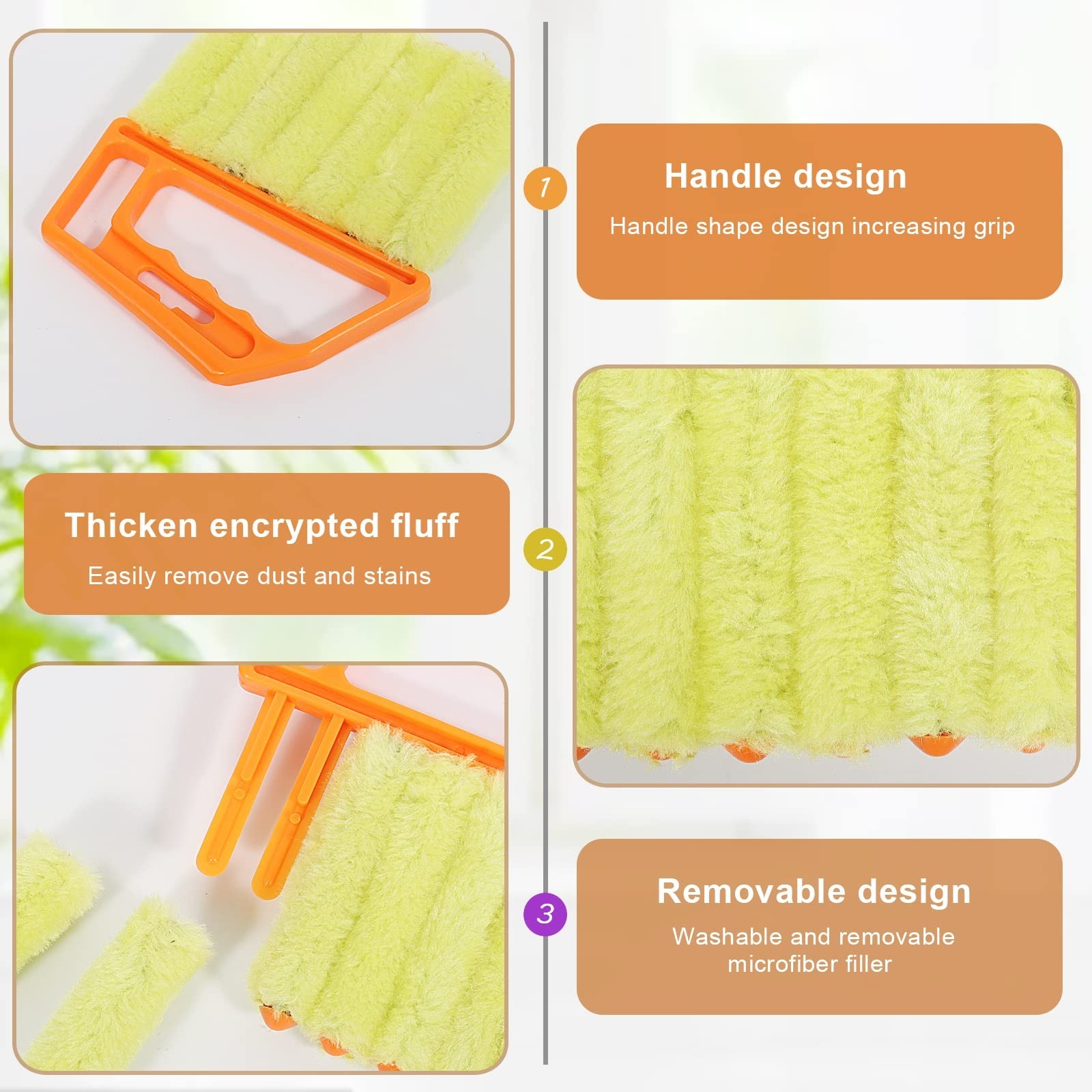 2Pcs Window Venetian 7 Finger Dusting Cleaner Tool and 1Pc Window Blind Clean...