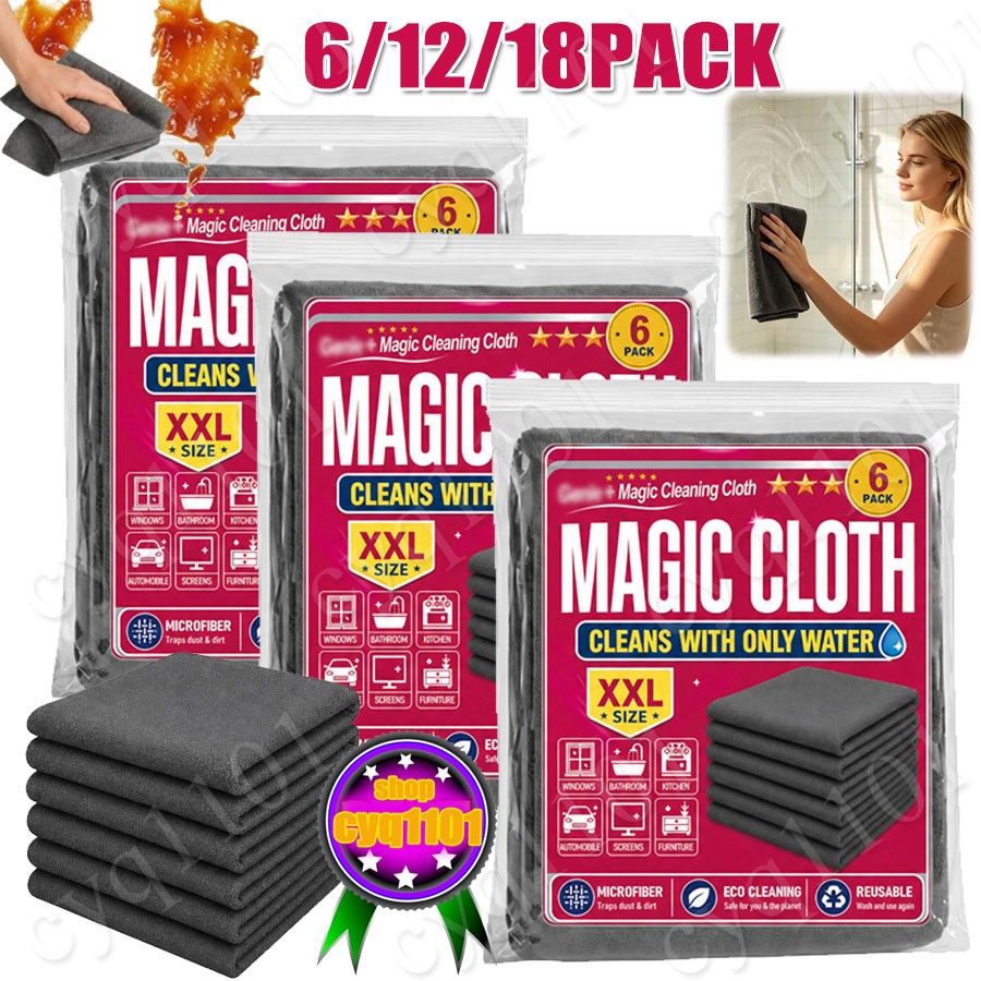 Genie Magic Cleaning Cloth 6-18Pack,Microfiber Cleaning Cloths,Reusable Cleaning