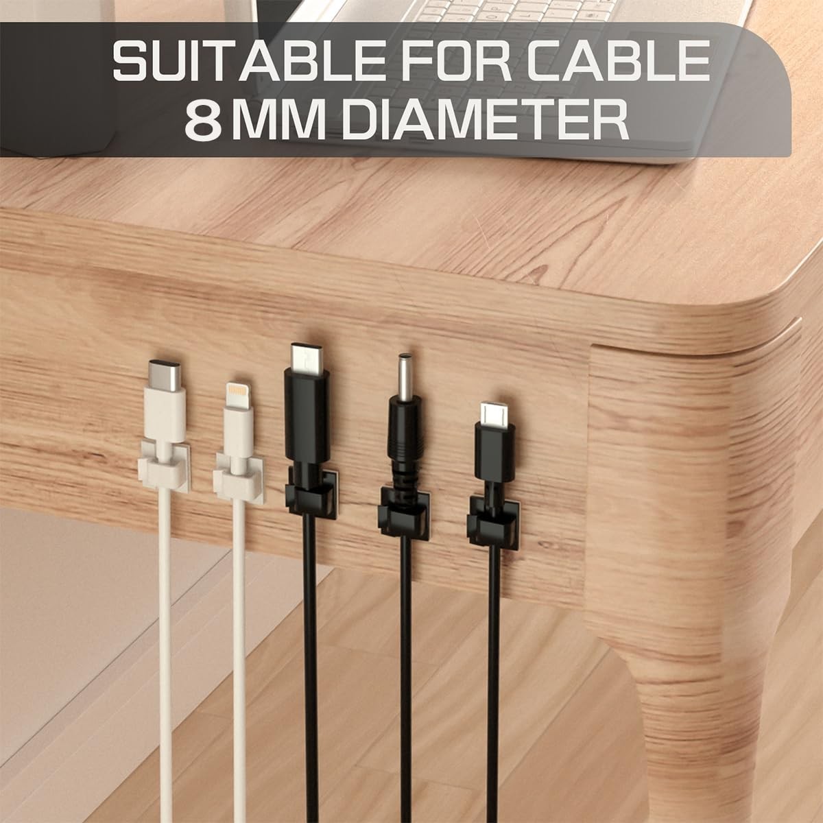 Multi-Purpose Adhesive Cable Holders - Black, 100PCS