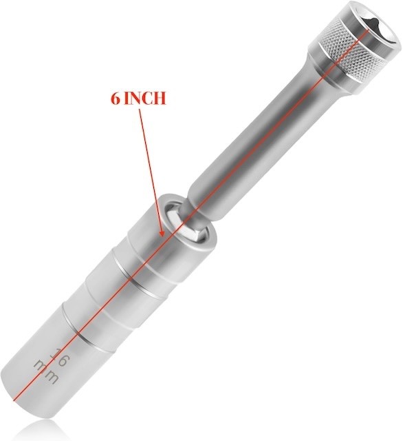 6" MAGNETIC SWIVEL SPARK PLUG SOCKET 3/8-DRIVE 12-POINT THIN WALL 16mm *5/8*