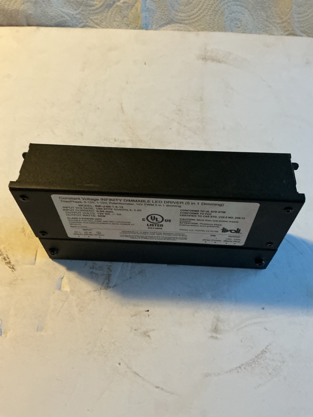 TIVOLI # INF-J-60-1-5-12 / Constant Voltage INFINITY DIMMABLE LED DRIVER.
