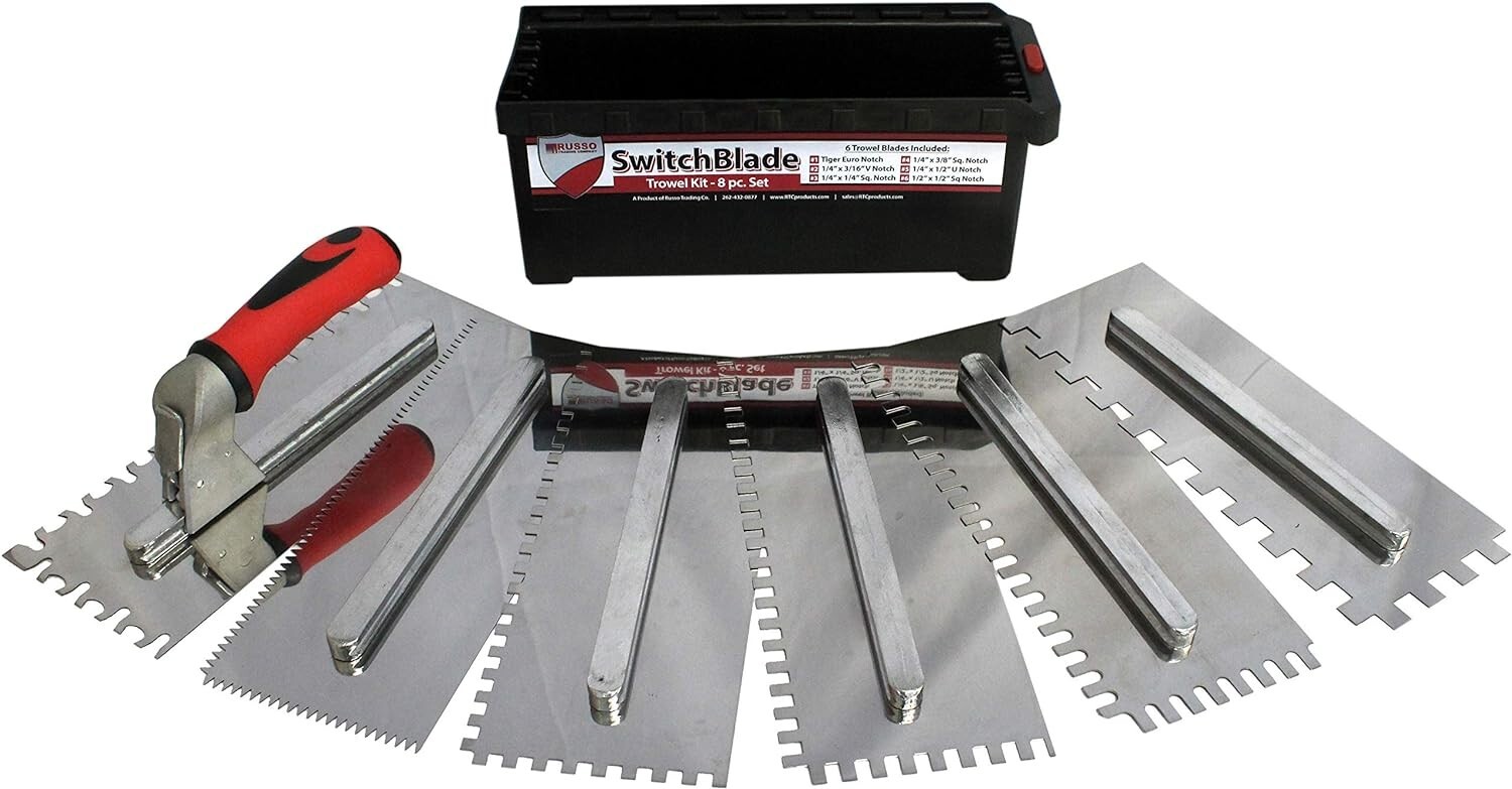 SwitchBlade Trowel Set with 8 Interchangeable Blades - Ergonomic Design