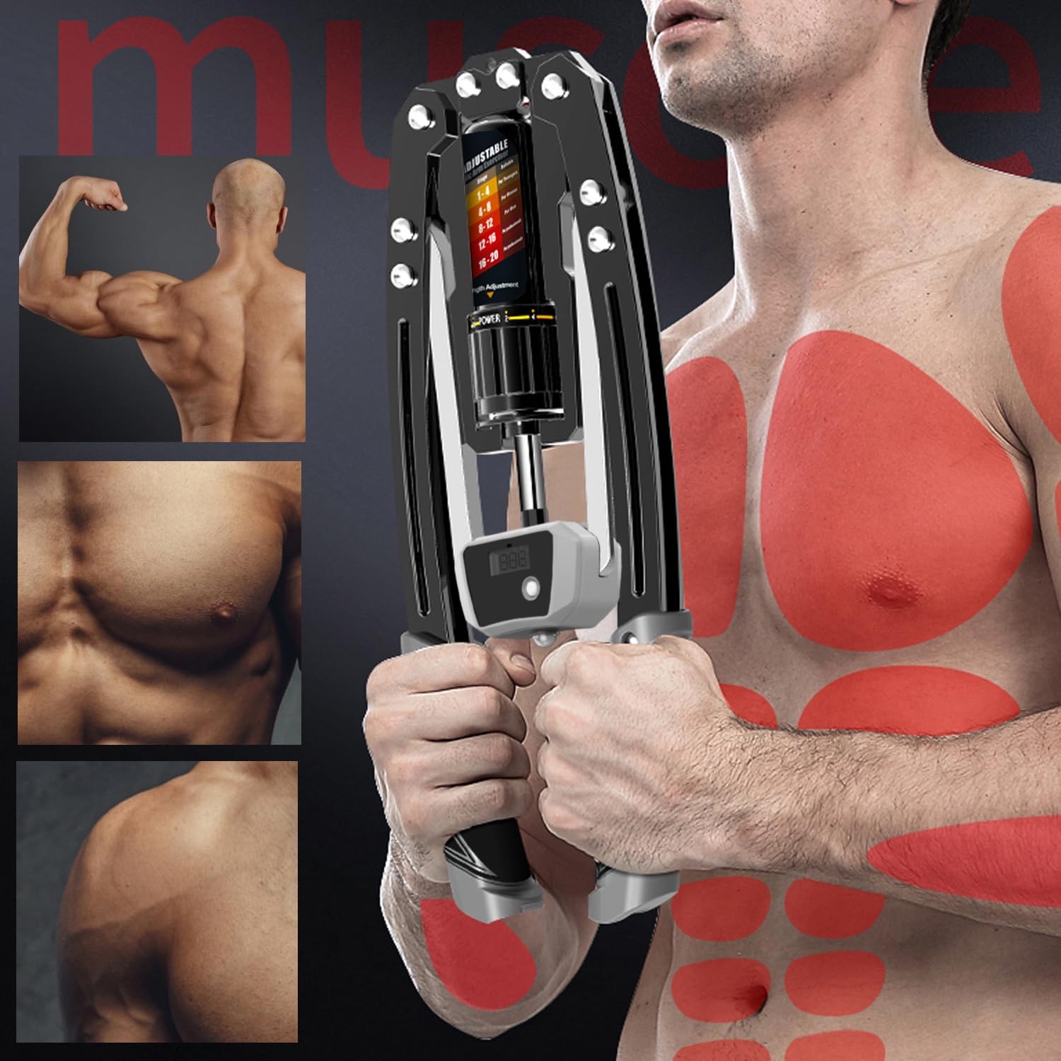 Twister Arm Exerciser with Counter Display-Adjustable 22-440lbs Hydraulic Pow...