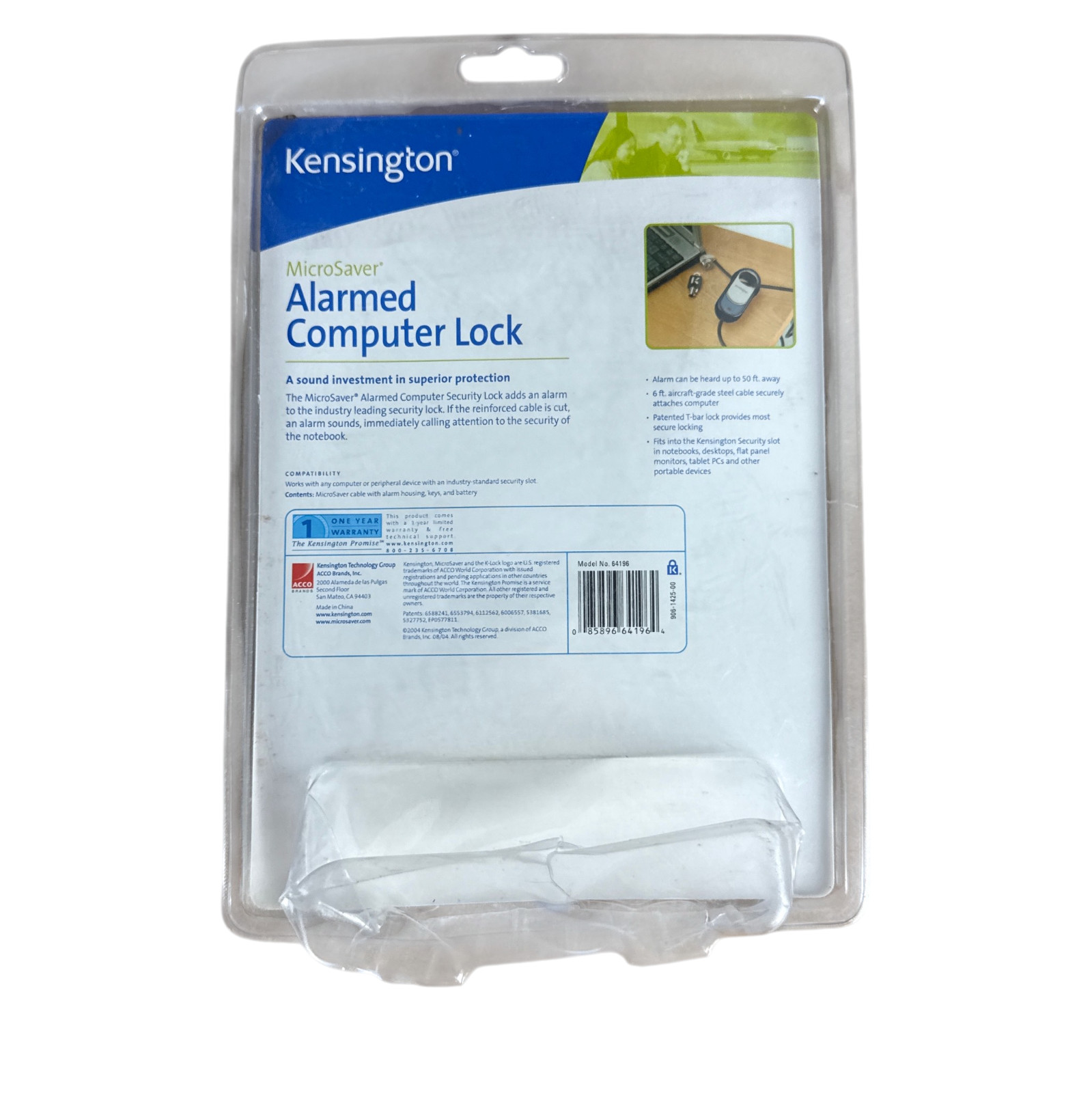 Kensington MicroSaver Alarmed Computer Lock Cable 64196 Laptop Tech Security