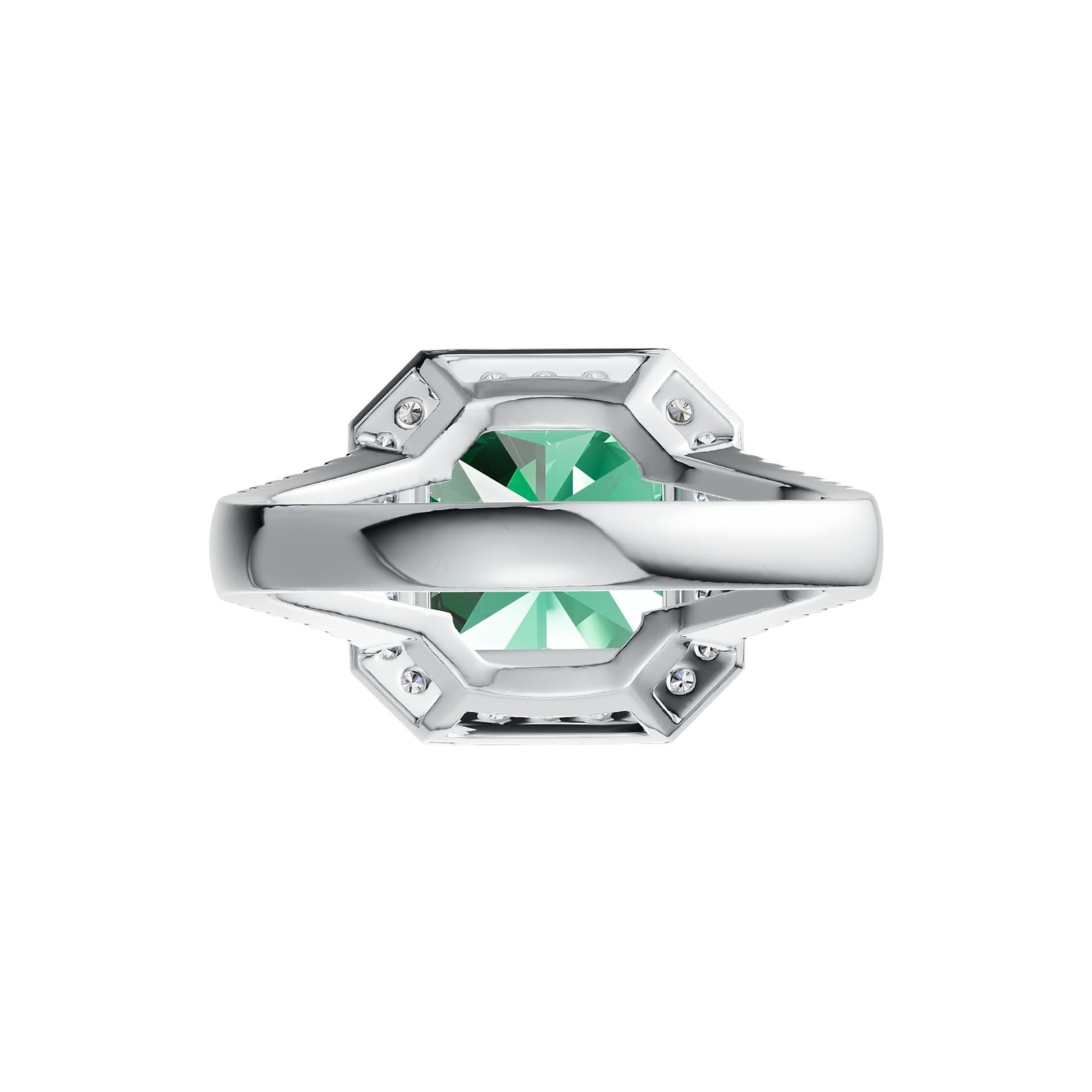 Sterling Silver Semi Mount Ring Setting Emerald OCT 10x10mm Halo Split Shank