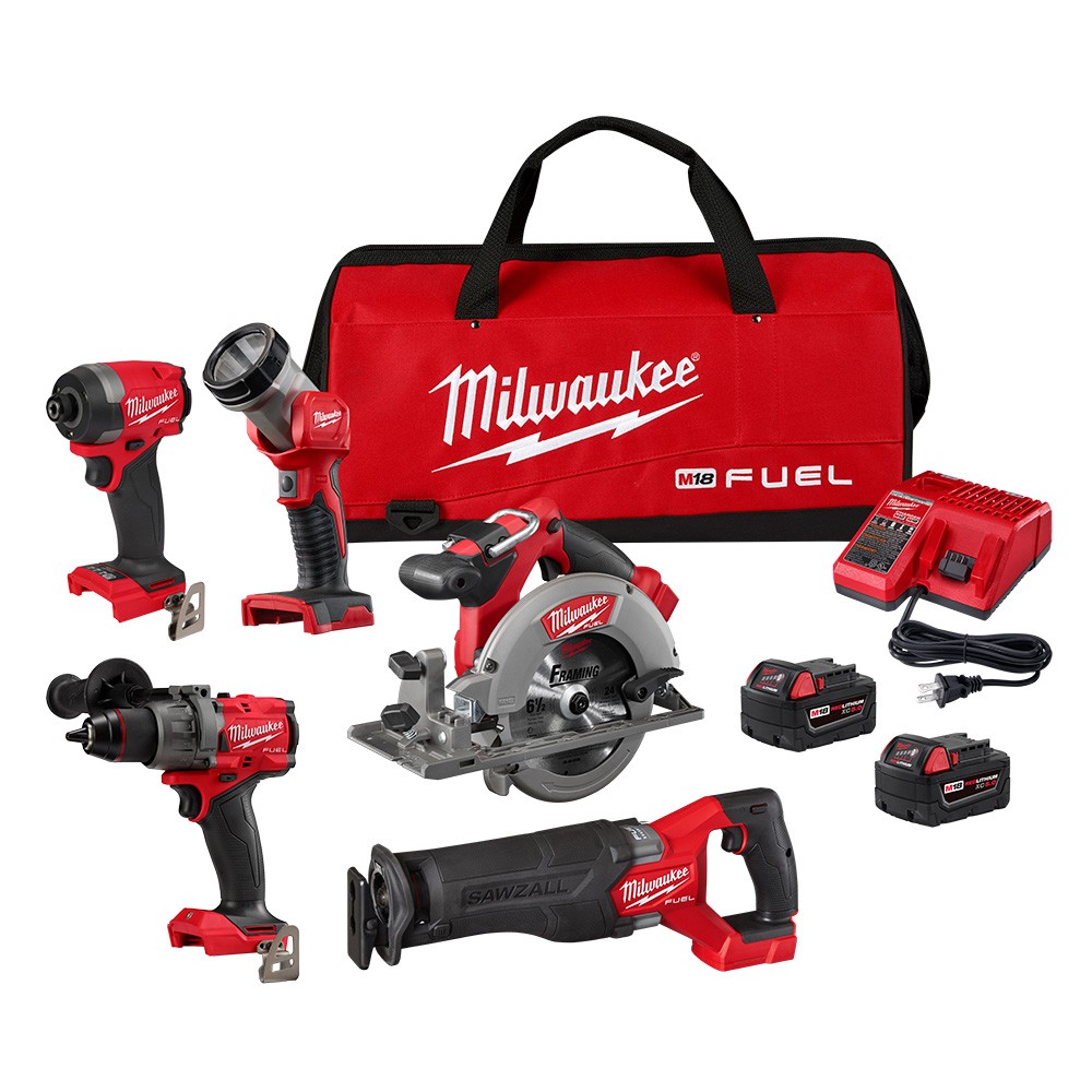 Milwaukee 3697-25 M18 FUEL 18V Lithium-Ion Cordless 5-Tool Combo Kit (XC5.0)