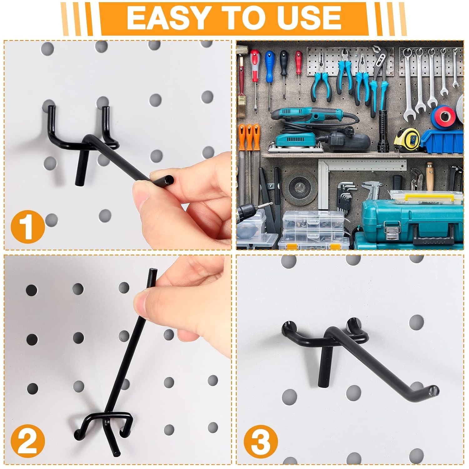 4 Inch Peg Board Pegs Stainless Steel Hooks 100 Pcs