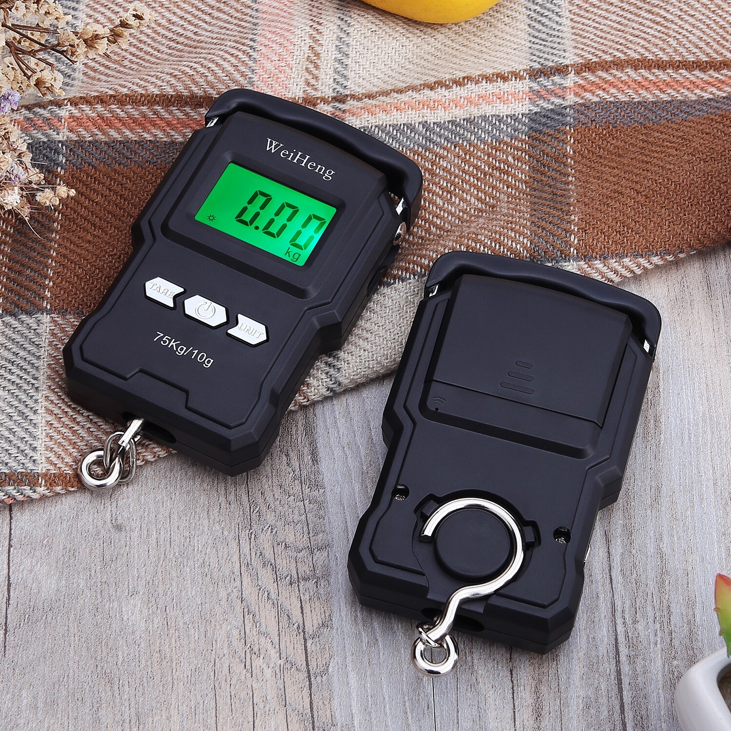 Digital Fish Scale Hanging Scale w/ Built-in Measuring Tape Backlit LCD Display