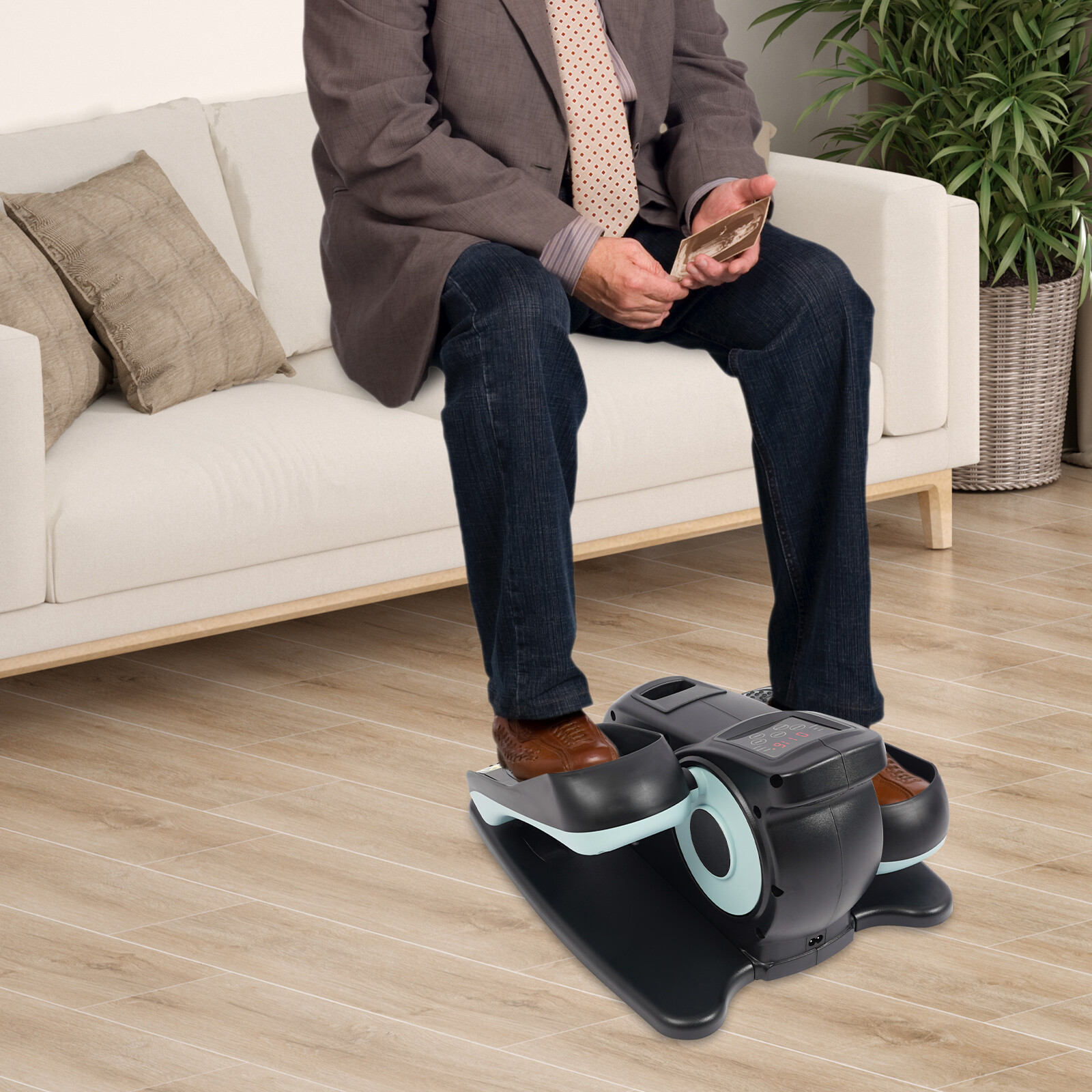Exercise Pedal Exerciser Portable Foot Pedal Machine Floor Stand+Remote Control