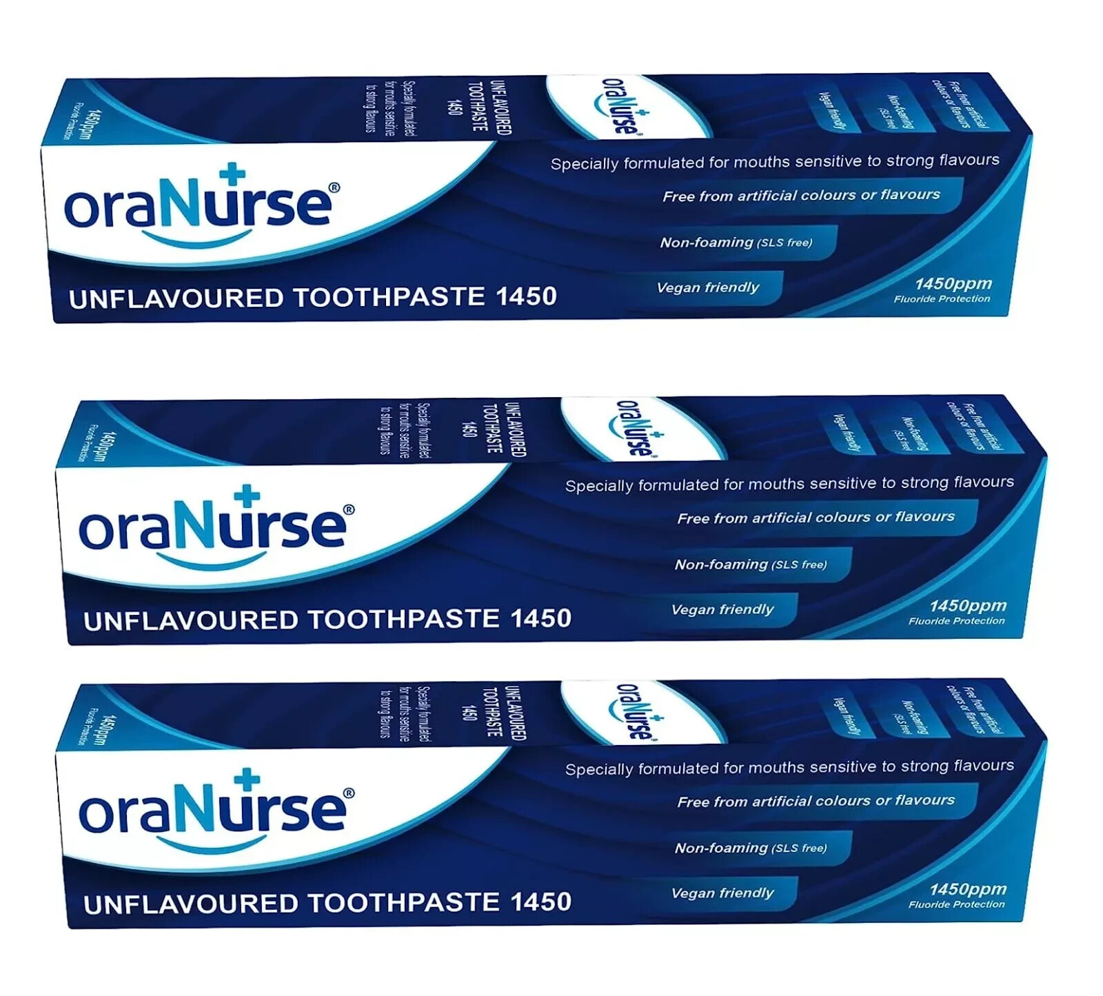 3 x OraNurse Unflavoured Toothpaste 50ml - Non-Foaming SLS Free [EXP 09/2029]