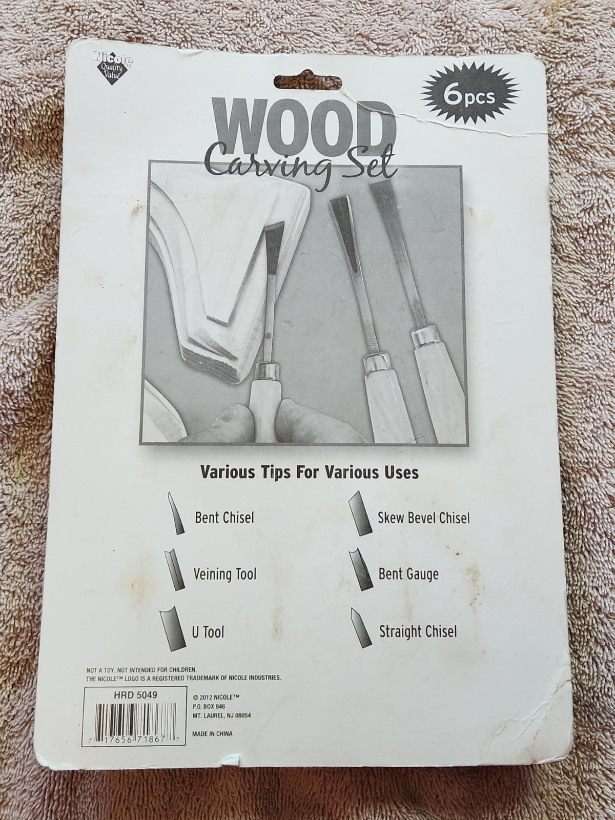 NOS WOOD CARVING SET CHISEL KNIFE NICOLE 6 PCS