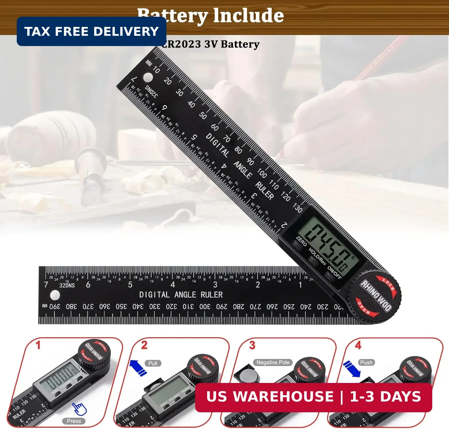 Digital Angle Finder Protractor, Angle Measuring Tool for Woodworking/Carpenter/