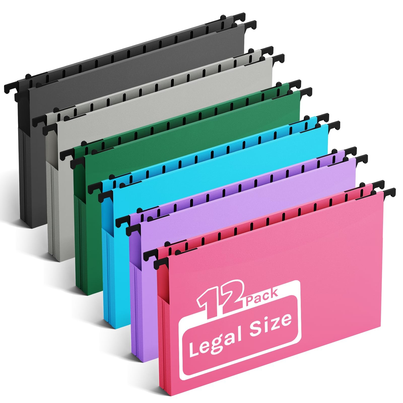 Plastic Legal Size Hanging File Folders,12 Pack Extra Capacity File Folders H...