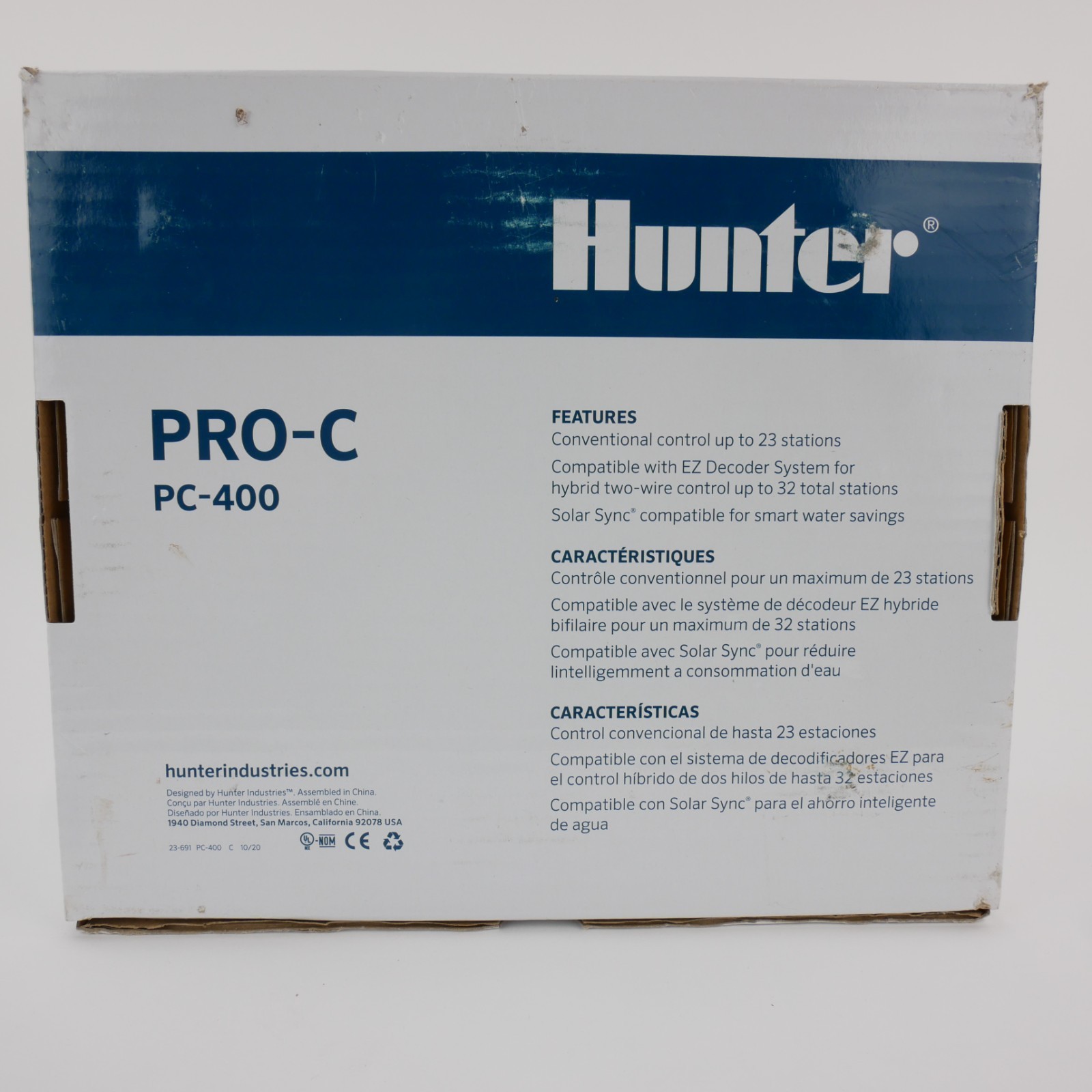 NEW Hunter Pro-C PC-400 Outdoor 4-Station Controller & Mini-Clik Rain Sensor NIB