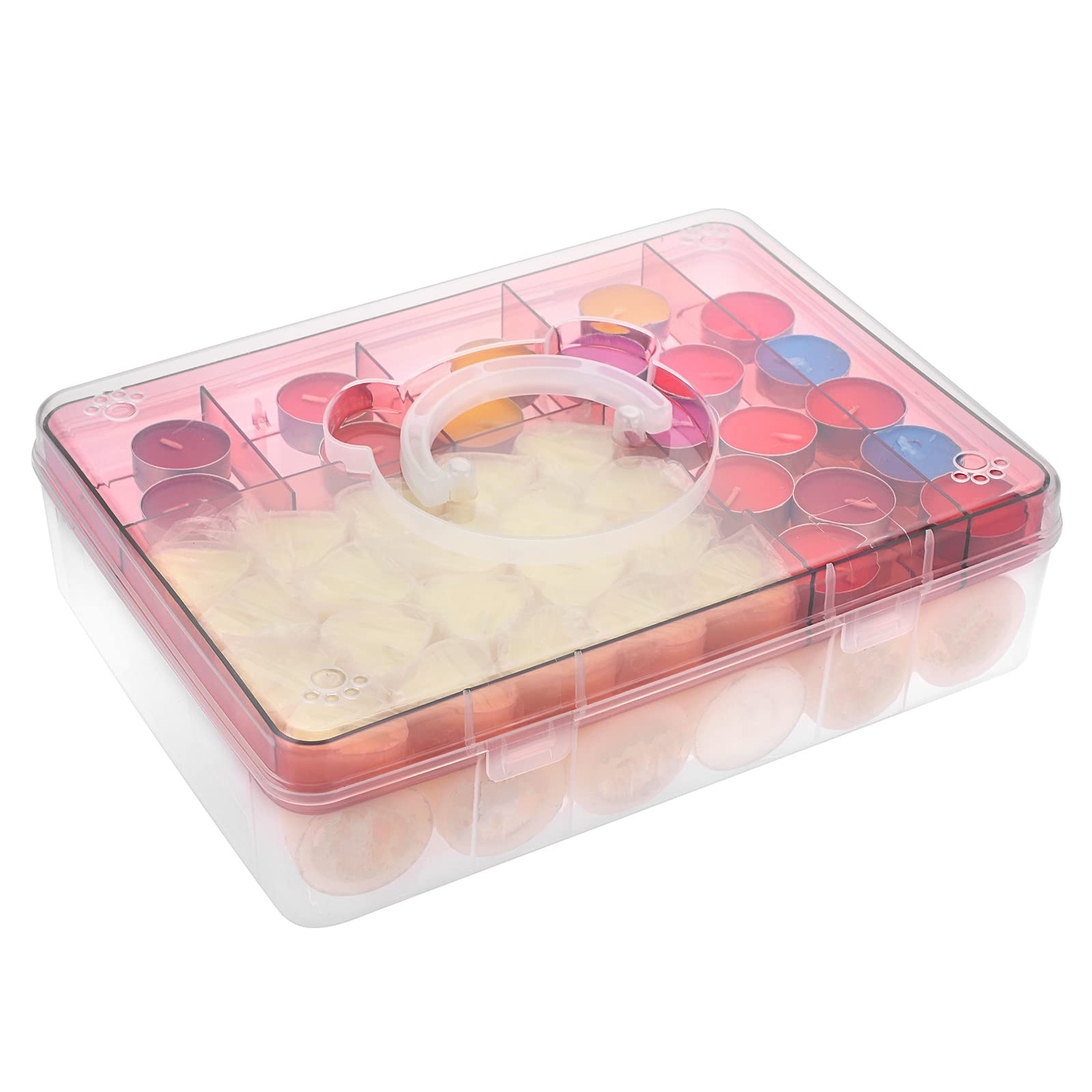 Btsky 2-Tier Cute Bear Storage Removable Divided Tray Portable Clear Plastic