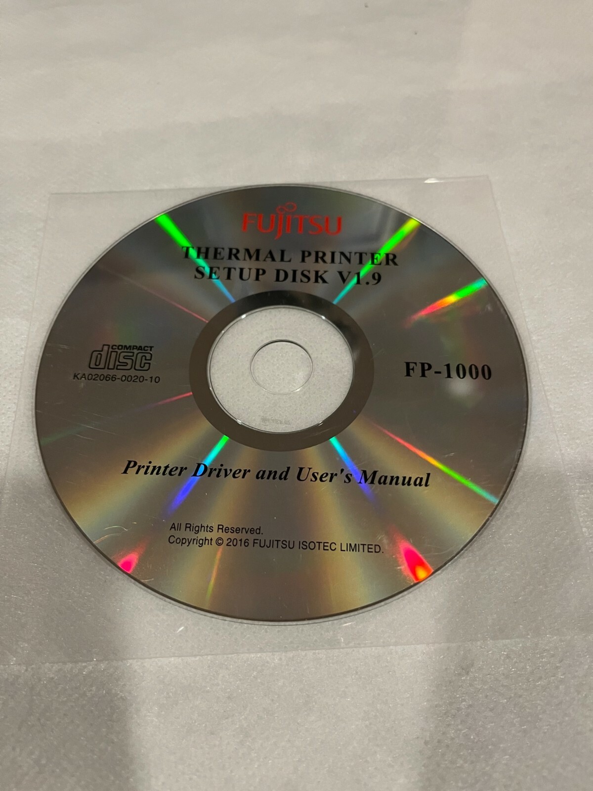 Fujitsu Thermal Printer Setup Disk V1.9 Printer Driver and User's Manual