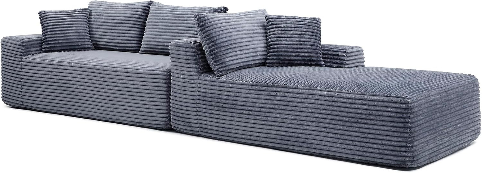 105-Inch L-Shaped Right Facing Corner Compressed Sofa Modular Sectional Boneless