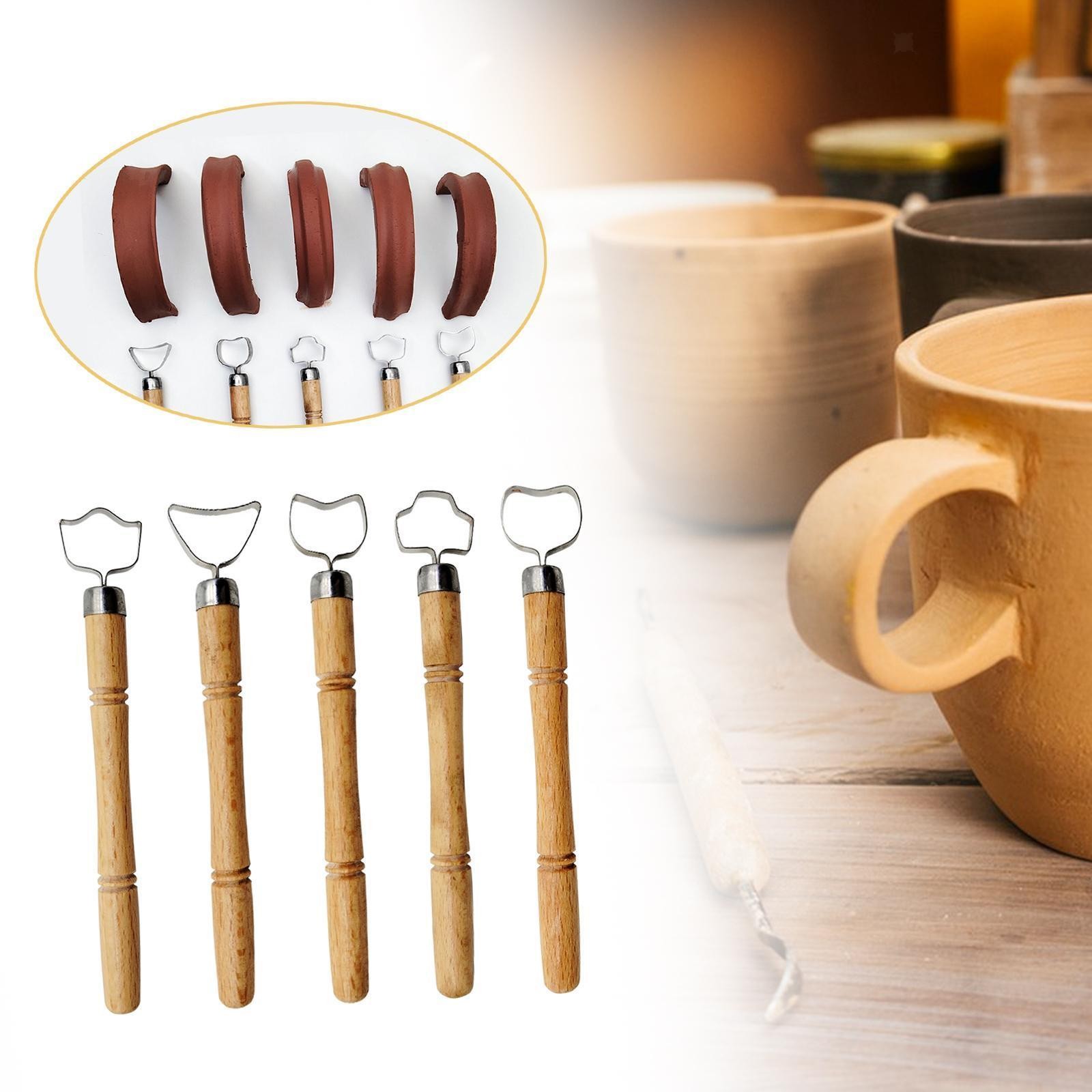 5Pcs Pottery Handle Making Tool Wood Handle Ceramic Water