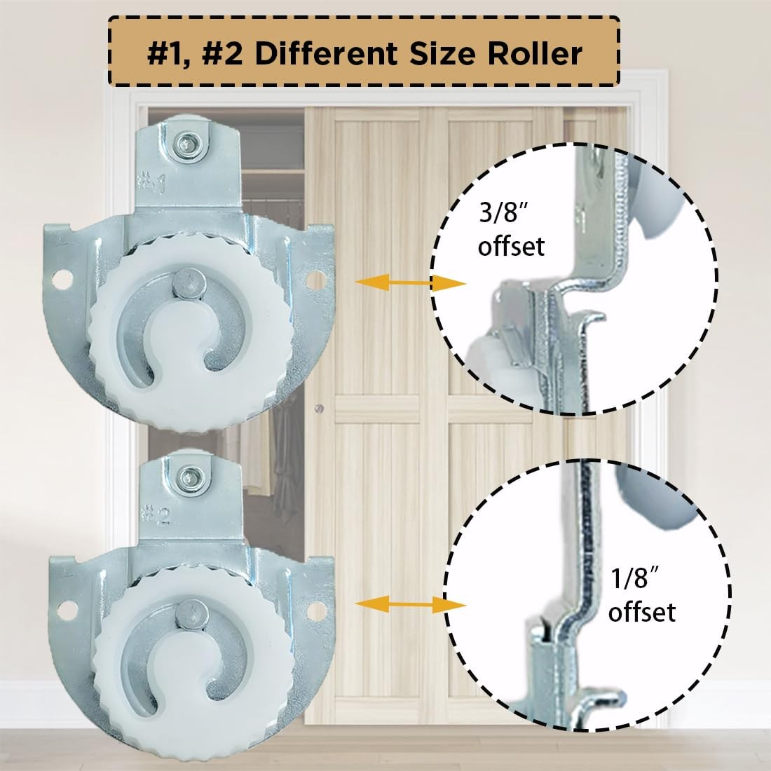 8pcs 7/8 inch Sliding Closet Door Rollers Replacements Include Silver-8pcs