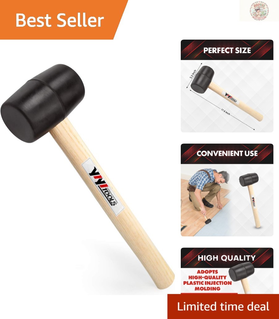 Shock-Absorbent Rubber Mallet with Elegant Wood Handle - Effortless Hammering