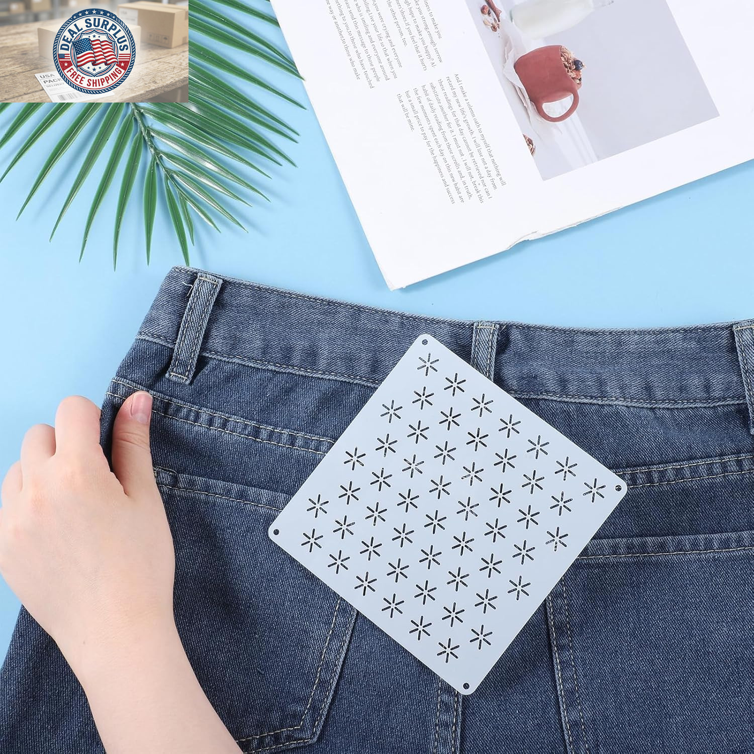 8 PCS 4.7 X 4.7 Inch Plastic Sashiko Stencil, Plastic Sashiko Template Pattern G