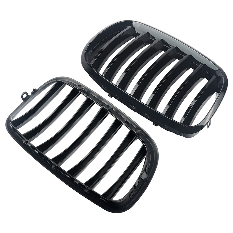 Pair Front Gloss Black Kidney Grille Grill For BMW X5 E70 X5M X6 E71 E72 2007-13