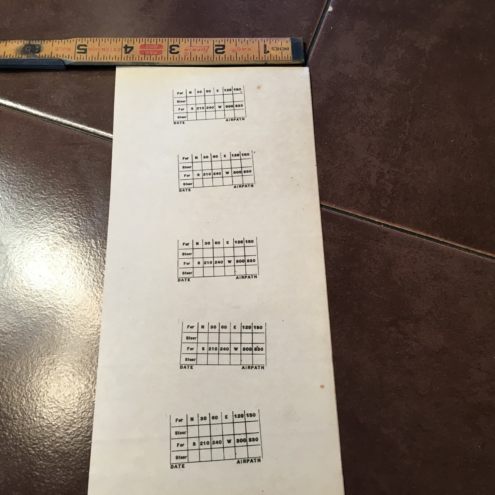 5 Airpath Compass Correction Cards, NOS.