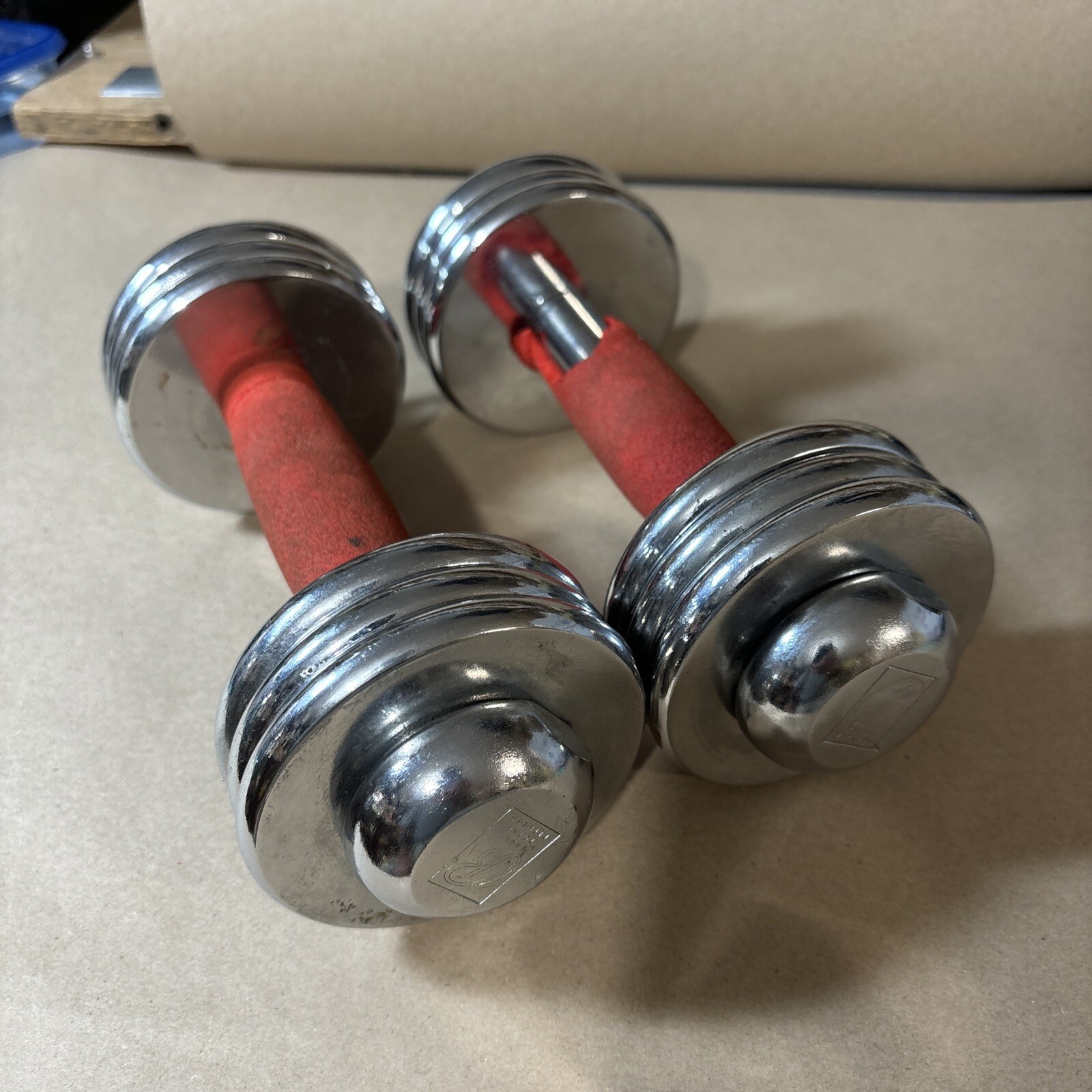 Vintage BALLY TOTAL FITNESS Dumbbells Stainless Steel Each Weighs 7 Lb 13 oz.