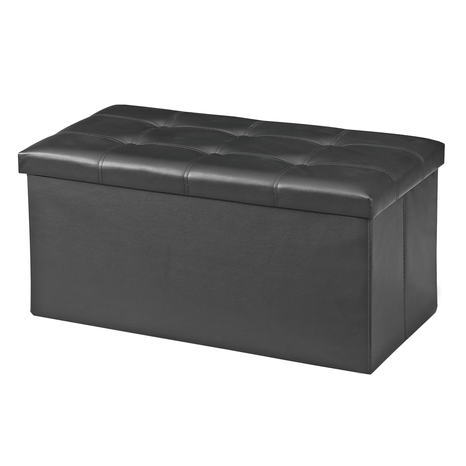30" Folding Storage Ottoman Storage Bench Foam Padded Seat Support 350lbs Black