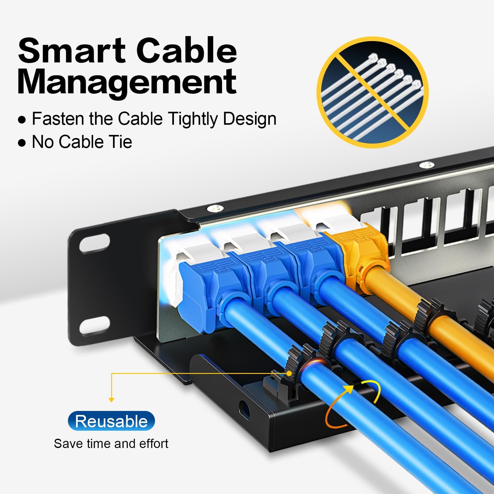 Patch Panel 12 Port Blank Network Patch Panel with Cable Management Bar Rackm...