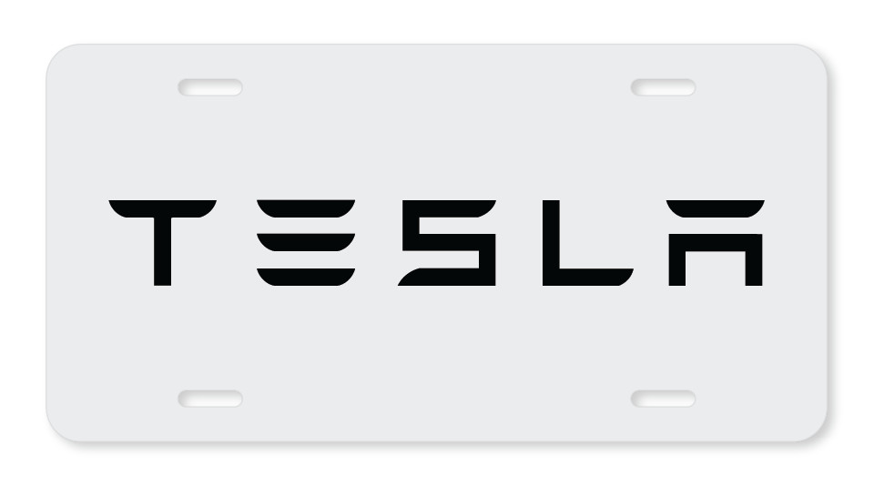 Tesla White 3 X S Electric Car License Plate Front Auto Tag