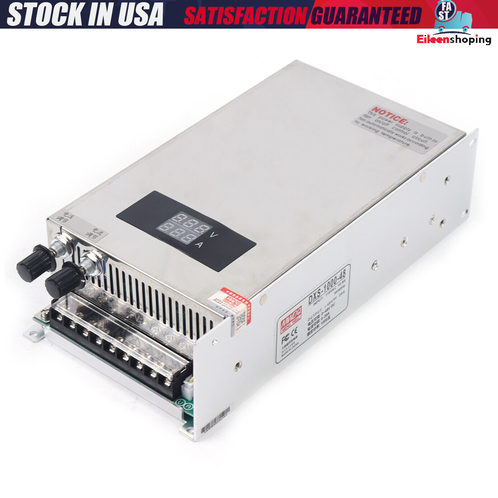 Adjustable Switching Power Supply AC 0-48V DC 1000W 48V 20A Voltage & Current