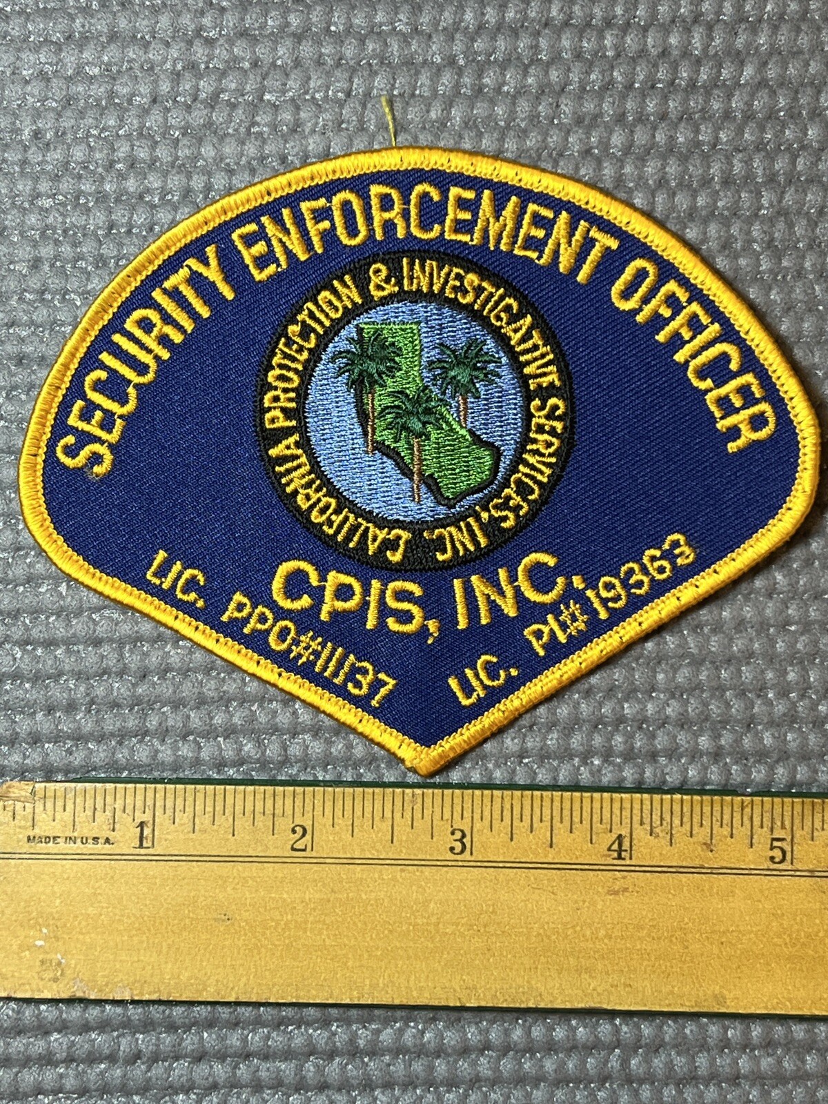 Collectible Obsolete CPIS Security Enforcement Officer California Patch unused