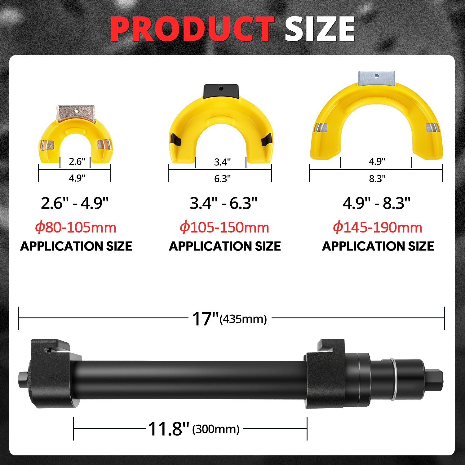 265mm 5512lbs Spring Compressor Tool w/3 Universal Adapters for Motorcycles SUVs
